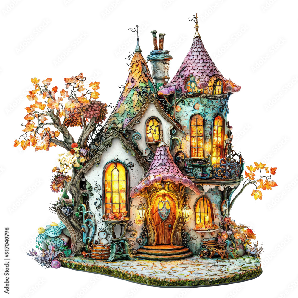 A whimsical fairy tale house with vibrant colors, intricate details, and a magical atmosphere, perfect for enchanting illustrations. A whimsical fairy tale house with vibrant colors, intricate details, and a magical atmosphere, perfect for enchanting illustrations.