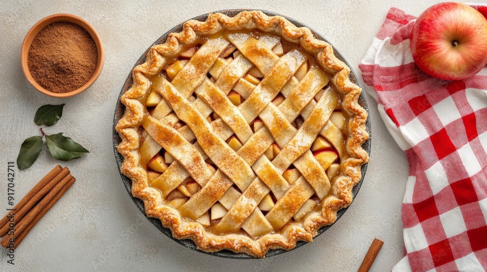 Homemade Apple Pie with Lattice Crust and Apples Homemade Apple Pie with Lattice Crust and Apples
