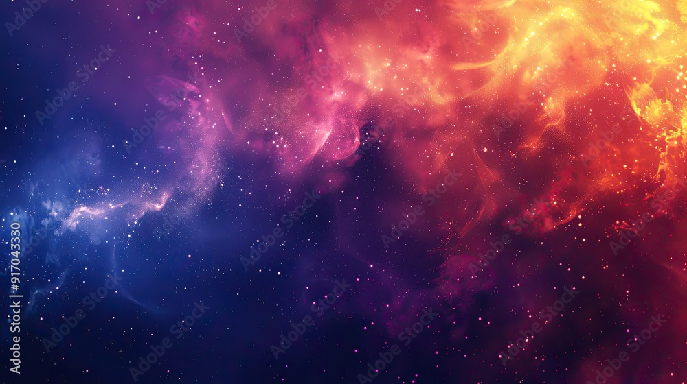 Naklejka premium strong background for a PPT deck, blurry gradient, emotional, grainy, dark purple and blue, with tiny speckles of yellow