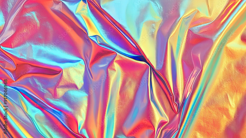 Abstract background with rainbow holographic leather foil texture, showcasing a blend of bright, trendy colors and vivid reflections Abstract background with rainbow holographic leather foil texture, showcasing a blend of bright, trendy colors and vivid reflections