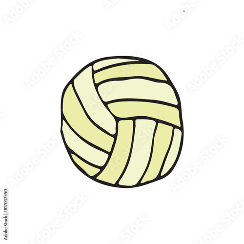 Striped volleyball cartoon design for beach sports enthusiasts. Perfect for outdoor summer games, exercise, and beachside activities.