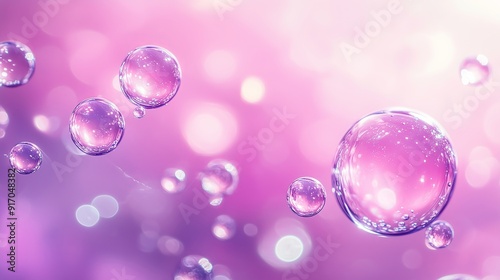 A Dreamy Composition of Floating Purple Bubbles