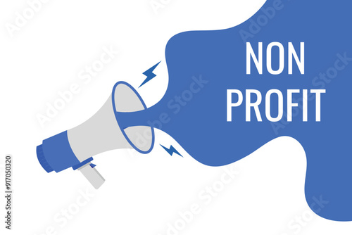 non profit button, banner, label, template for website. non profit text with colorful megaphone icon
