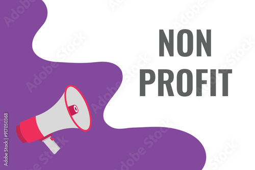 non profit button, banner, label, template for website. non profit text with colorful megaphone icon
