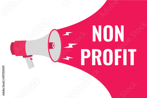 non profit button, banner, label, template for website. non profit text with colorful megaphone icon
