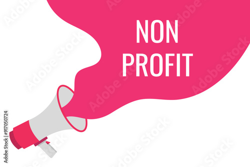 non profit button, banner, label, template for website. non profit text with colorful megaphone icon

