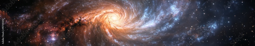 Fototapeta premium Captivating Spiral Galaxy Vortex: An Astronomical Photograph Featuring Intricate Details of Stars and Nebulae for Space Theme Projects and Research