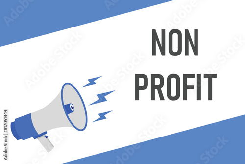 non profit button, banner, label, template for website. non profit text with colorful megaphone icon
