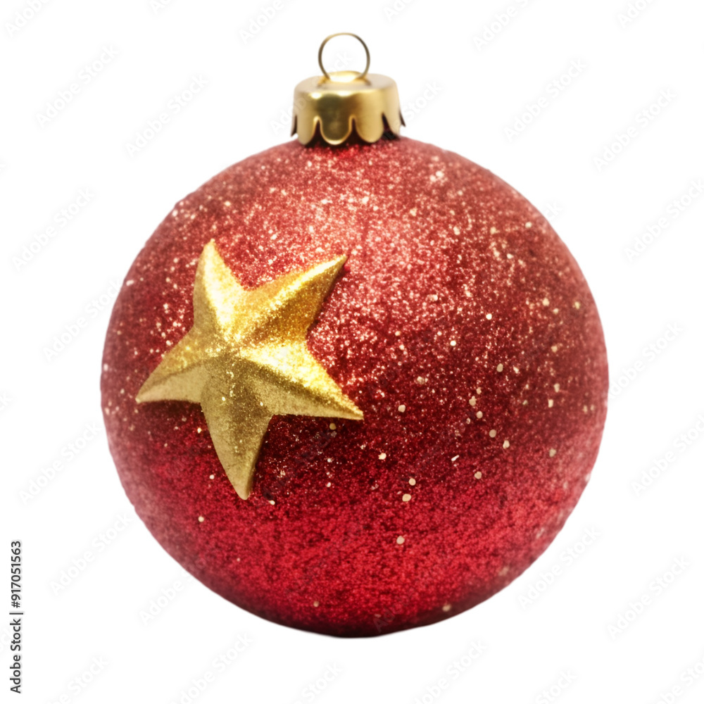 a round red ball with a golden glittery star and moon a round red ball with a golden glittery star and moon