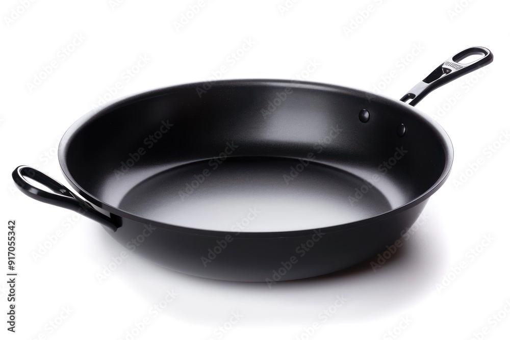 Black Frying Pan Isolated on White Background.