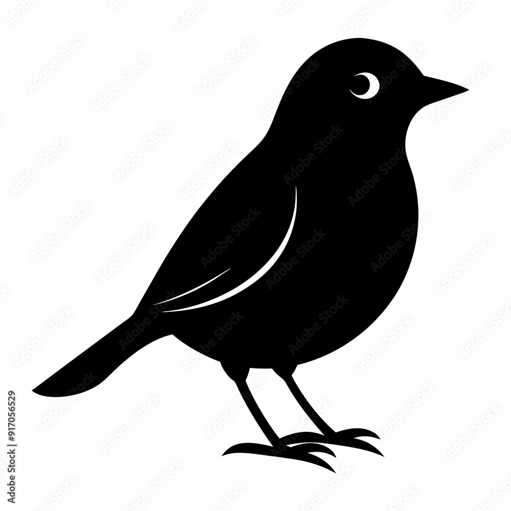 Obraz premium Warbler isolated on white background, Warbler vector illustration, bird on a branch vector art, Warbler silhouette, bird vector icon, Warbler on a branch line art, eps