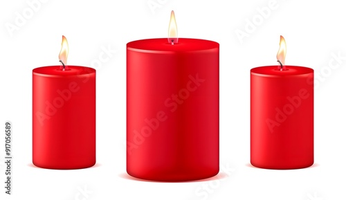 Three Red Candles with Flames