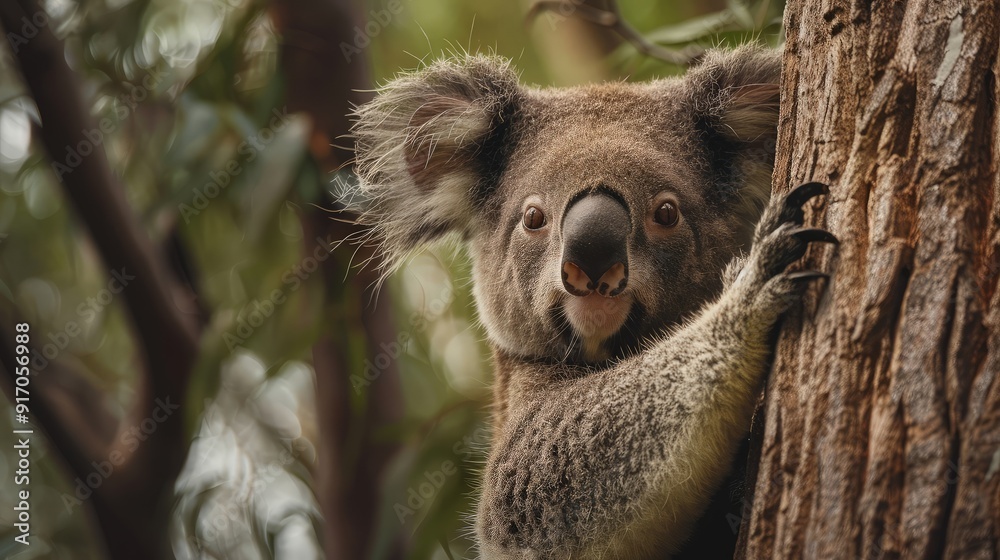 Fototapeta premium Koala in a Tree: A Close-Up Look