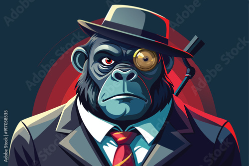 Male gangster gorilla monkey in a suit esports vector logotype, gorilla logo, gorilla icon, gorilla sticker, gorilla symbol, gorilla emblem