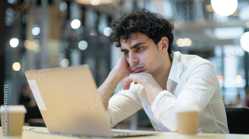 A Tired Businessman at Laptop photo