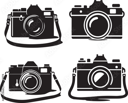 Wallpaper Mural silhouette of clean vector Camera set isolated on white background Torontodigital.ca