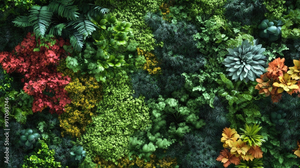 Green forest decorative persistent moss, trees of different colors, succulents as background, Ai generation Green forest decorative persistent moss, trees of different colors, succulents as background, Ai generation