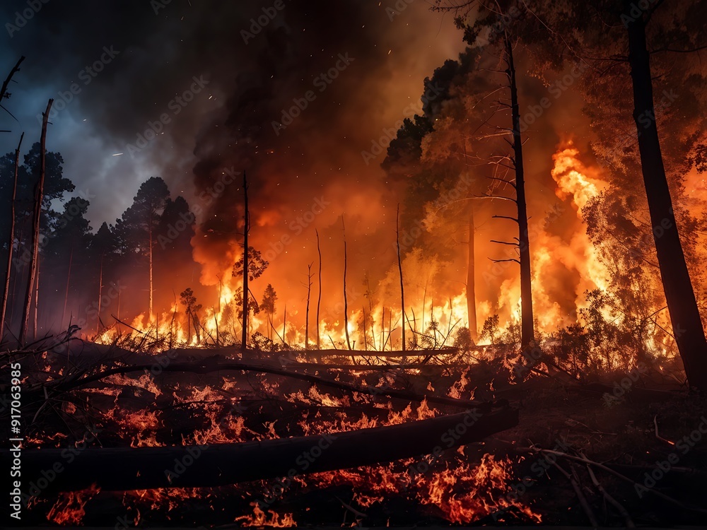 Forest Fire Engulfed in Blazing Inferno Forest Fire Engulfed in Blazing Inferno
