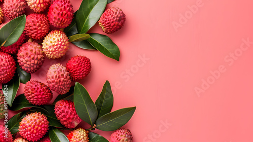 Lychee fruit pattern background illustration