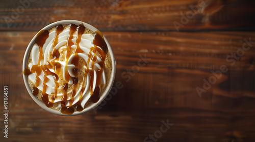 Macchiato with caramel background illustration