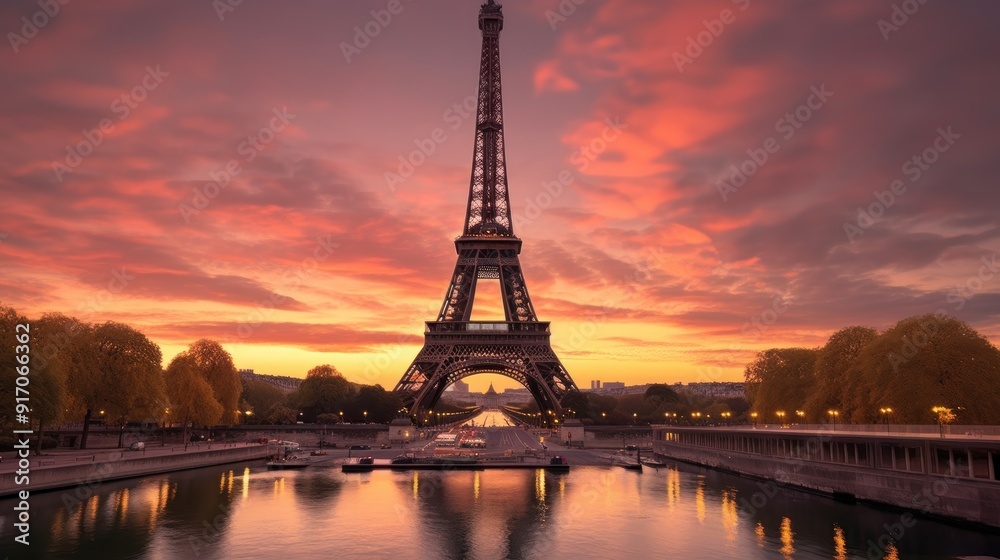 Naklejka premium Eiffel Tower at Sunrise