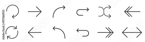Set of line arrows, vector isolated icons.