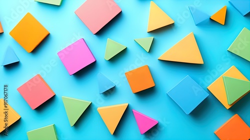 Free Download Vibrant Geometric Shapes in Bright Orange, Green, and Blue: Perfect Poster Design for Modern Sports Interiors and Dynamic Spaces - GFXLoad