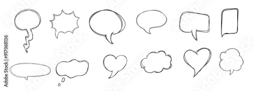 Speech bubble colorful set. Hand drawn doodle