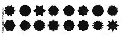 Star shape price tag advertising starburst label sale badges Blank promo sticker set.
