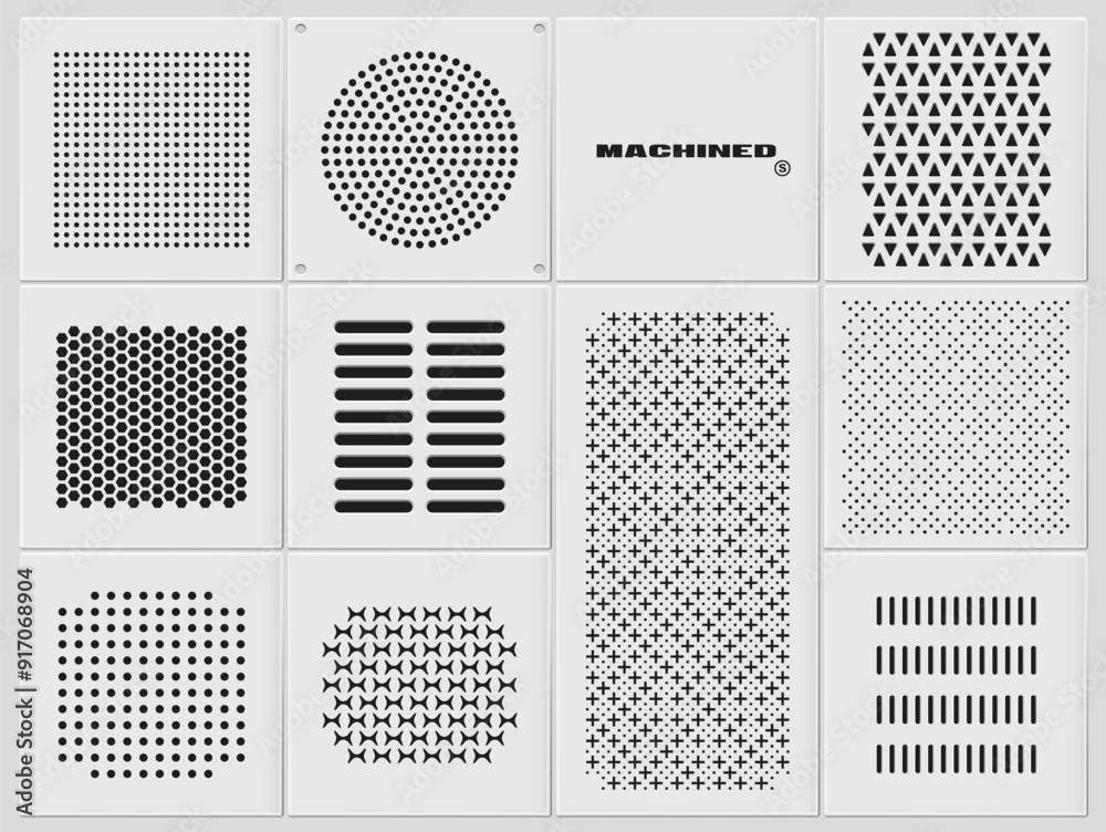 Metal grill pattern. speaker hole design set. ventilation panel, hard surface mesh collection.