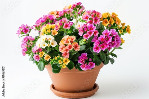 Wallpaper Mural Blooming Potted Plant with Colorful Flowers. Torontodigital.ca