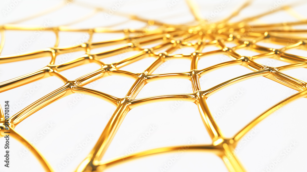 golden spiderweb on white background