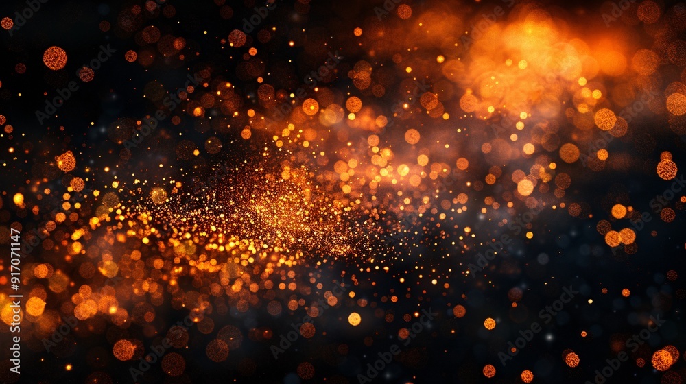 Stunning gold fireworks on a black background, with a large area of copy space for text or design elements. Stunning gold fireworks on a black background, with a large area of copy space for text or design elements.