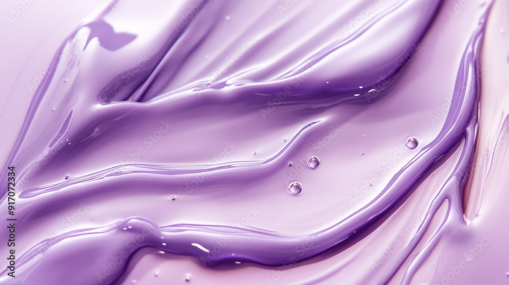 Obraz premium Light purple purple gel texture with drops and waves on a soft background. Liquid beauty product. Generation of Ai