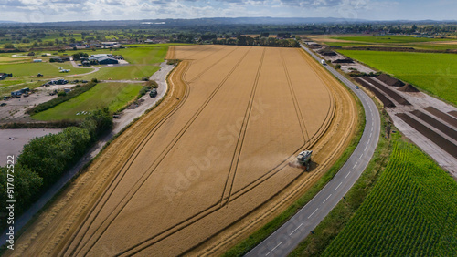 Combine Harvester in action on the somerset levels photo