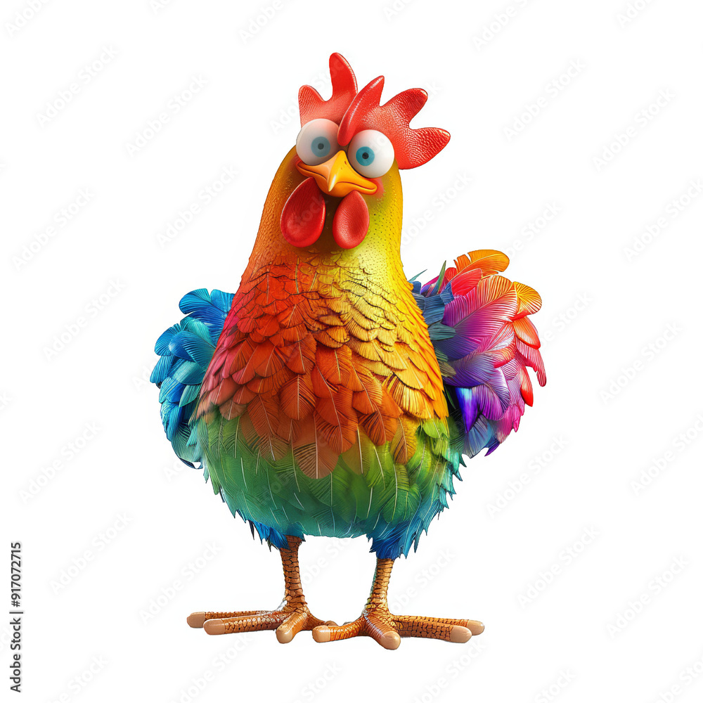 Cute cartoon rooster and hen farm animals vector illustration