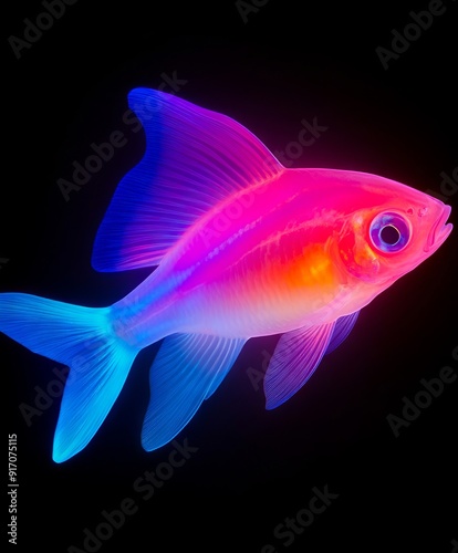 A colorful fish with a black background