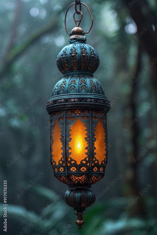 Elegant islamic lantern lights shining brightly on a decorative ramadan background Elegant islamic lantern lights shining brightly on a decorative ramadan background