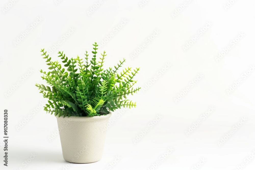 Green potted plant on white background. Green potted plant on white background.