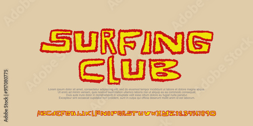 Retro Alphabet Styled Surf Font. Vintage Hand Drawn Typeface. Original Letters and Numbers. 
Clean ,Textured. Vector illustration