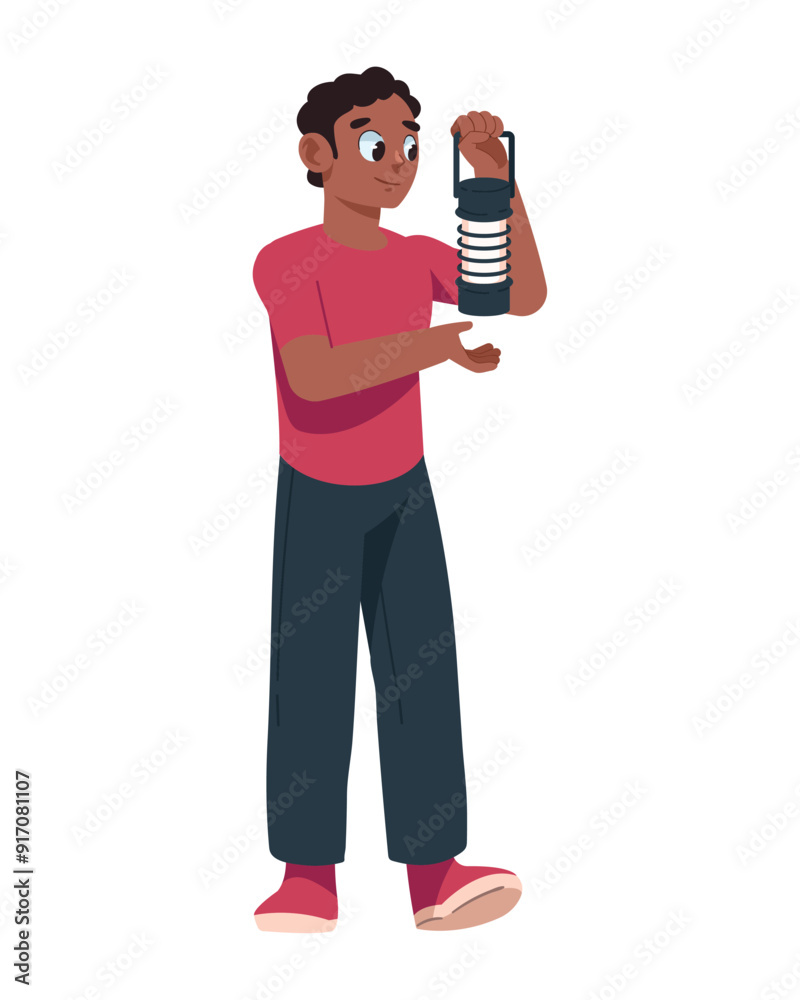 man holding mosquito killer lamp with uv light