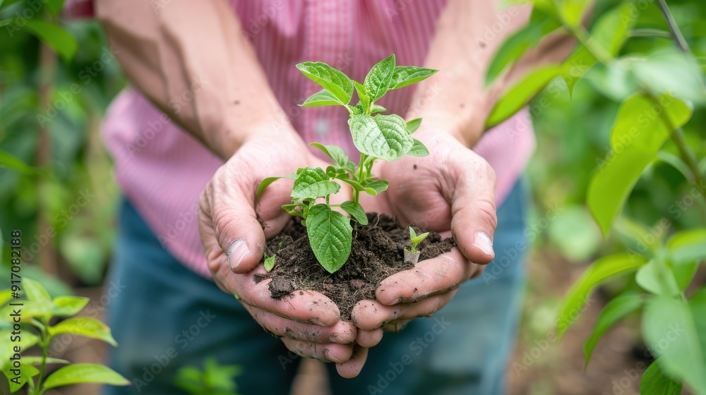 custom made wallpaper toronto digitalHands Holding a Young Plant