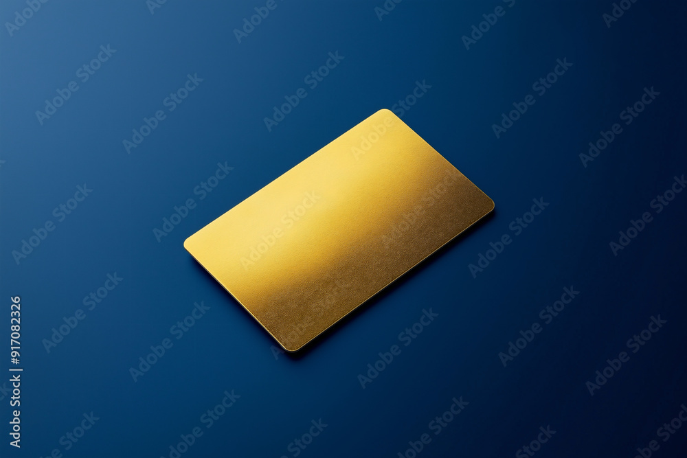 A mockup of a gold business card or credit card floating against a dark blue background A mockup of a gold business card or credit card floating against a dark blue background