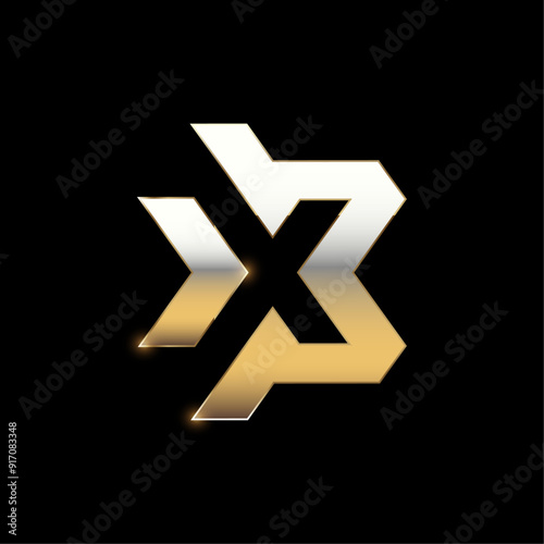 Letter X3 logo symbol with gold effect