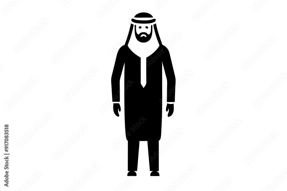 Silhouette vector design of saudi man full body icon on white background Silhouette vector design of saudi man full body icon on white background