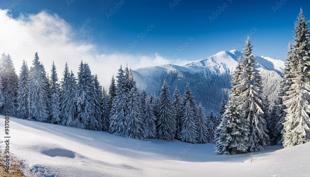 tranquil winter alpine landscape, AI generated