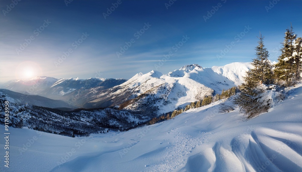 tranquil winter alpine landscape, AI generated tranquil winter alpine landscape, AI generated