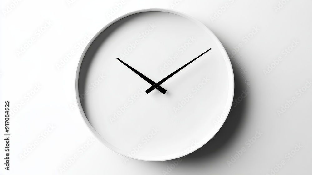 Minimalist white wall clock with black hands Minimalist white wall clock with black hands