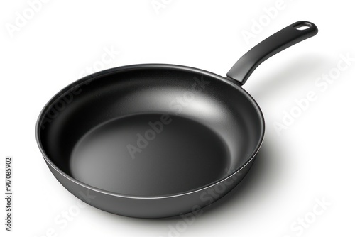 Black Frying Pan Isolated on White Background.