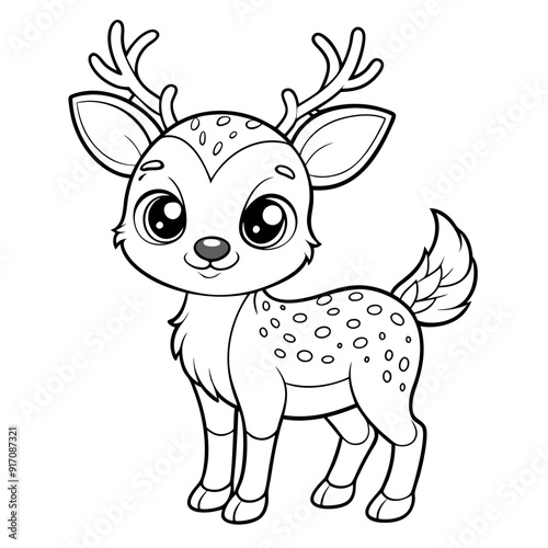 Cute Deer Coloring Page Outline